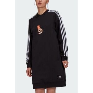 adidas Black Long Sleeve Dress with White Stripes
